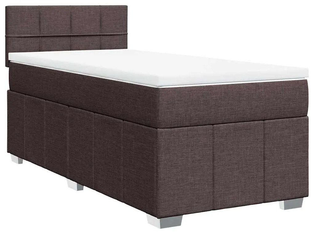 vidaXL Κρεβάτι Boxspring με Στρώμα Σκούρο Καφέ 90x200 εκ. Υφασμάτινο