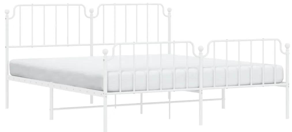 Πλαίσιο Κρεβατιού με Κεφαλάρι/Ποδαρικό Λευκό 180x200εκ. Μέταλλο - Λευκό