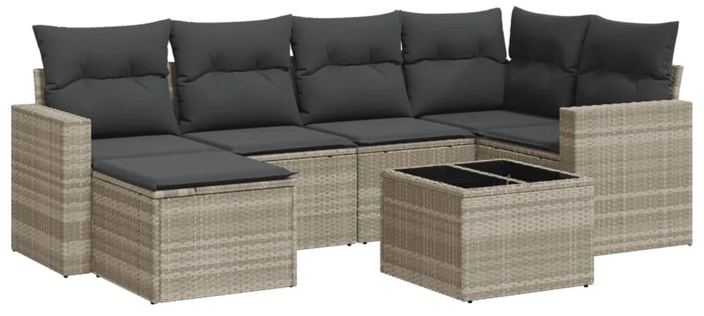 vidaXL Σαλόνι Κήπου Σετ 7 Τεμαχίων Γκρι Συνθετικό Ρατάν με Μαξιλάρια