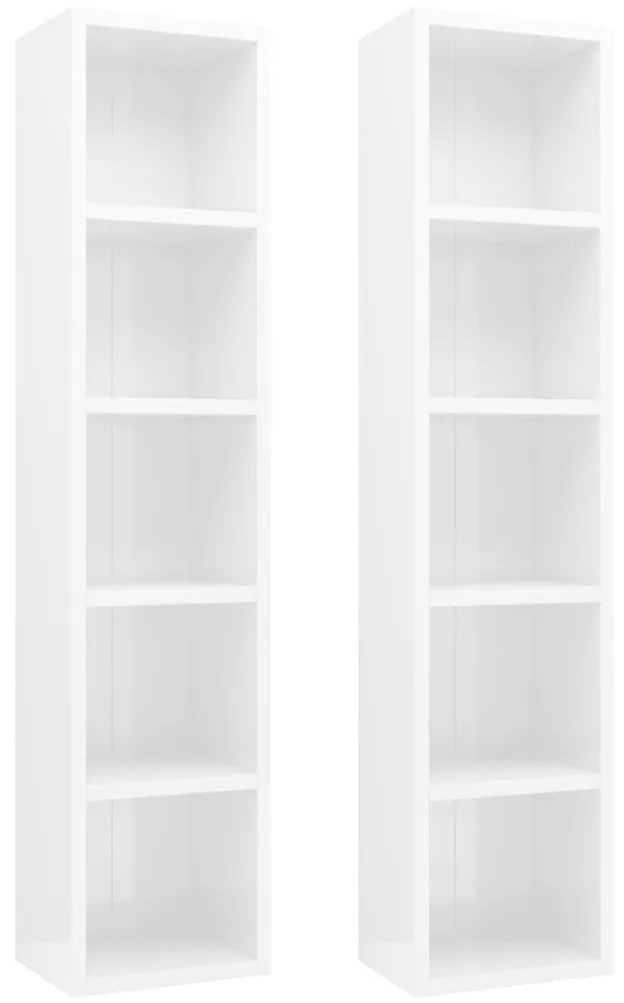 vidaXL Έπιπλα CD 2 τεμ. Γυαλιστερό Λευκό 21x16x93,5 εκ. Μοριοσανίδα