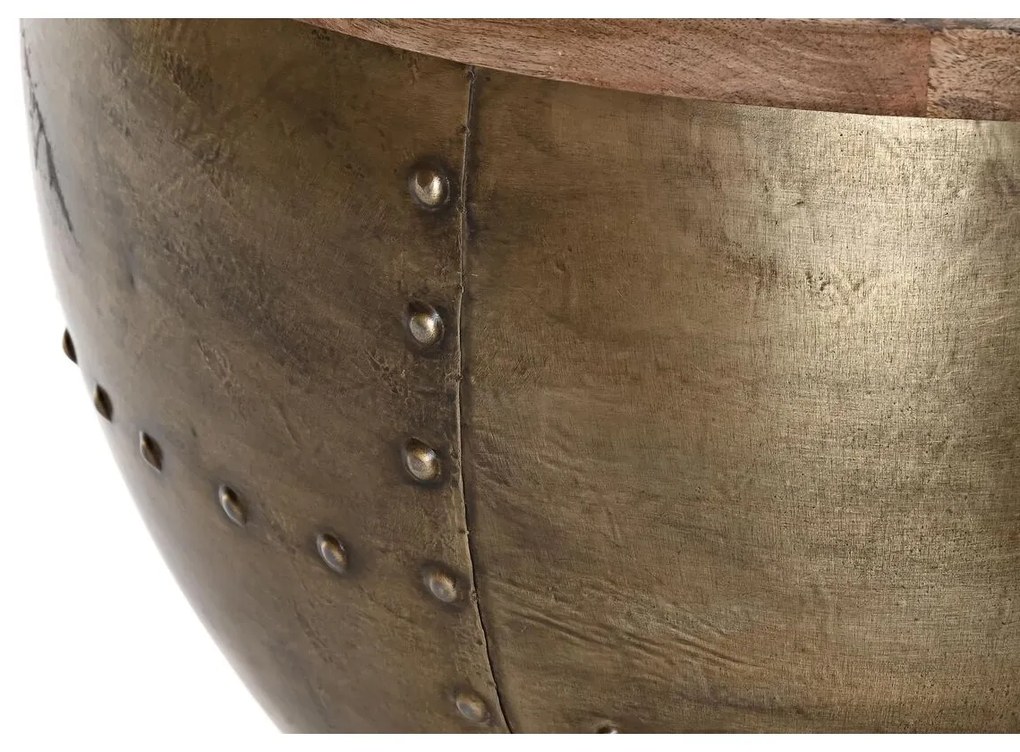 Τραπεζάκι Καφέ DKD Home Decor Glamour Καφέ Χρυσό Μέταλλο Ξύλο από Μάνγκο 68 x 68 x 44 cm