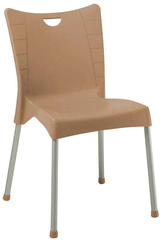 Καρέκλα Crafted pakoworld PP cappucino-αλουμίνιο γκρι