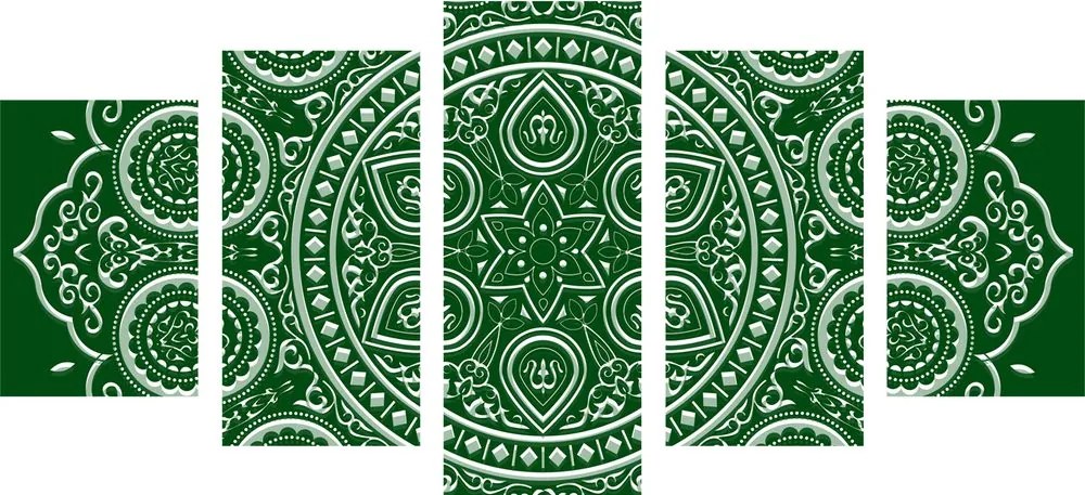 Εικόνα έθνικ Mandala 5 τμημάτων σε πράσινο σχέδιο - 100x50