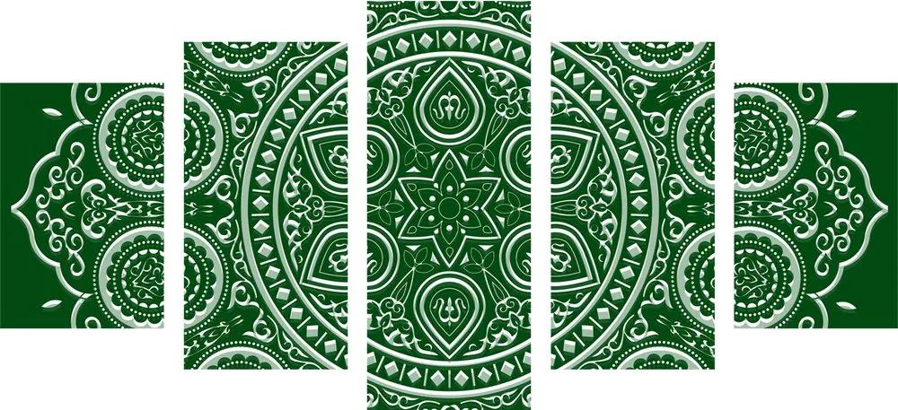 Εικόνα έθνικ Mandala 5 τμημάτων σε πράσινο σχέδιο - 200x100