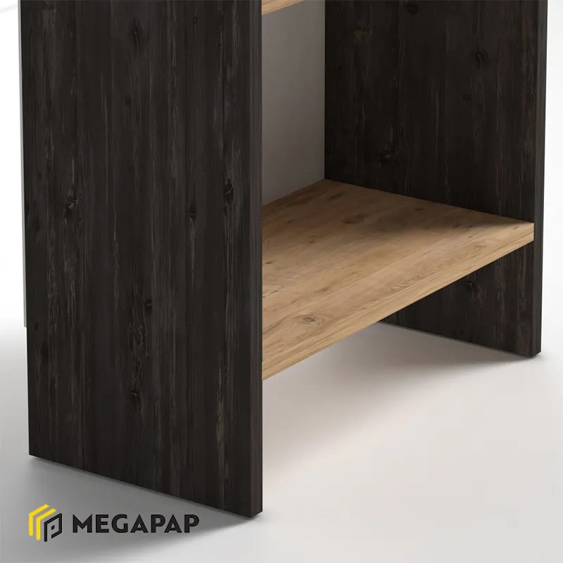 ΒΙΒΛΙΟΘΗΚΗ ΜΕΛΑΜΙΝΗΣ FLORA MEGAPAP ΧΡΩΜΑ INDUSTRIAL GREY - OAK 52X25X80ΕΚ.