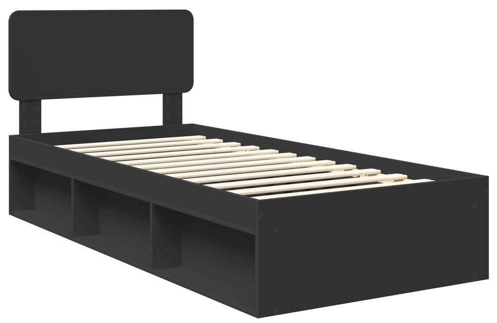 vidaXL Σκελετός Κρεβατιού Μαύρο 100 x 200 cm Στερεά ξυλεία πεύκου