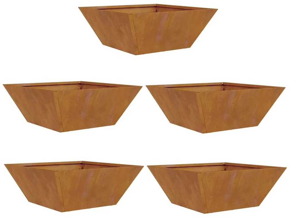 vidaXL Γλάστρα Κήπου 5 pcs Σκ rusty 40 x 40 x 15 cm