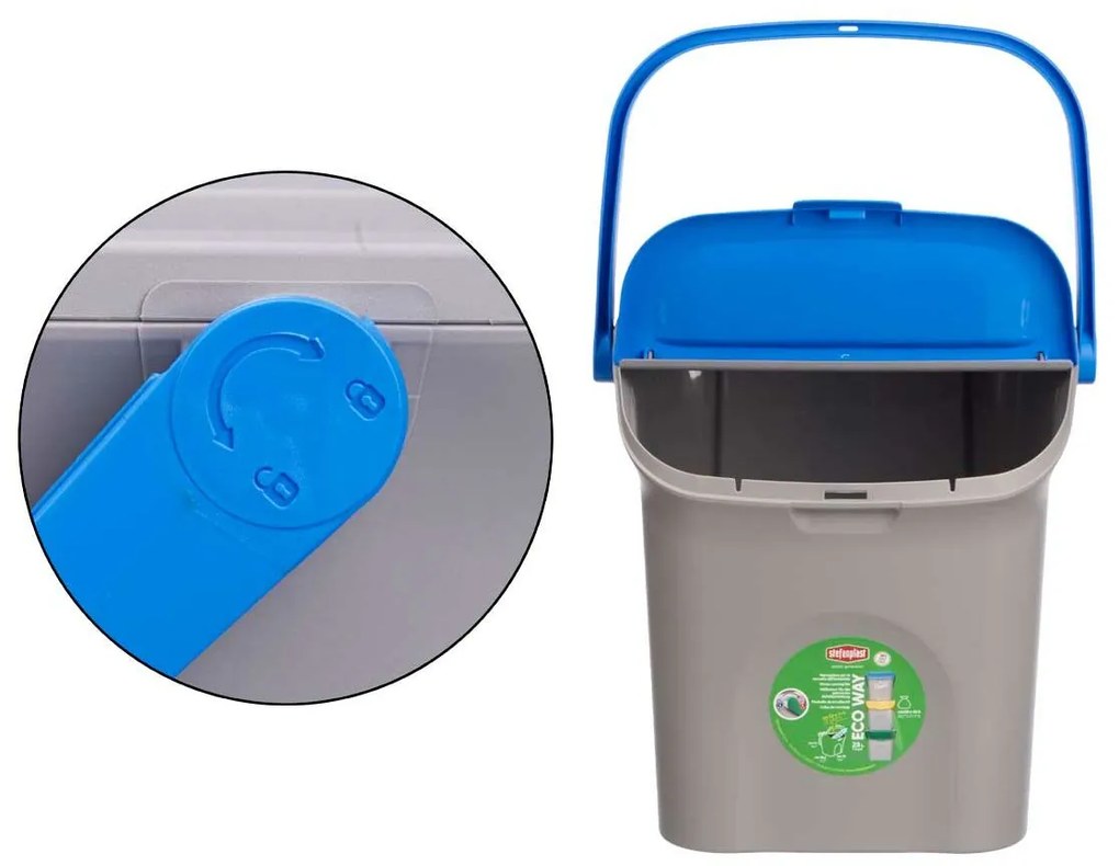 Σκουπίδια μπορεί να Stefanplast ECOWAY Μπλε Γκρι πολυπροπυλένιο 28 L Φορητό (x6)