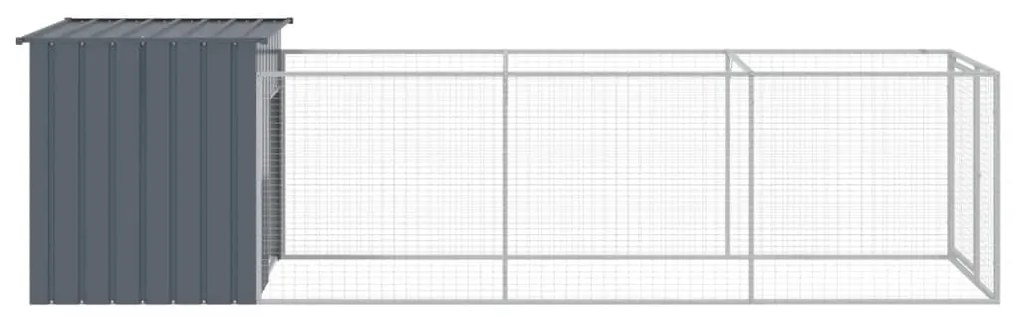 Σπιτάκι Σκύλου με Αυλή Ανθρακί 110x405x110 εκ. Γαλβαν. Χάλυβας - Ανθρακί