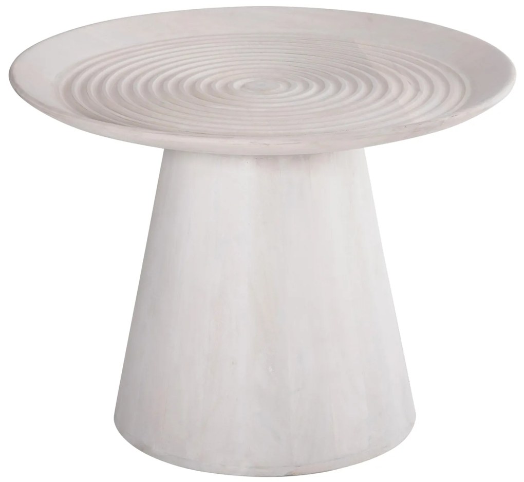 ΒΟΗΘΗΤΙΚΟ ΤΡΑΠΕΖΙ ΣΤΡΟΓΓΥΛΟ ROSS HM9708 ΜΑΣΙΦ ΞΥΛΟ MANGO ΣΕ ΛΕΥΚΟ Φ45x48Υεκ.