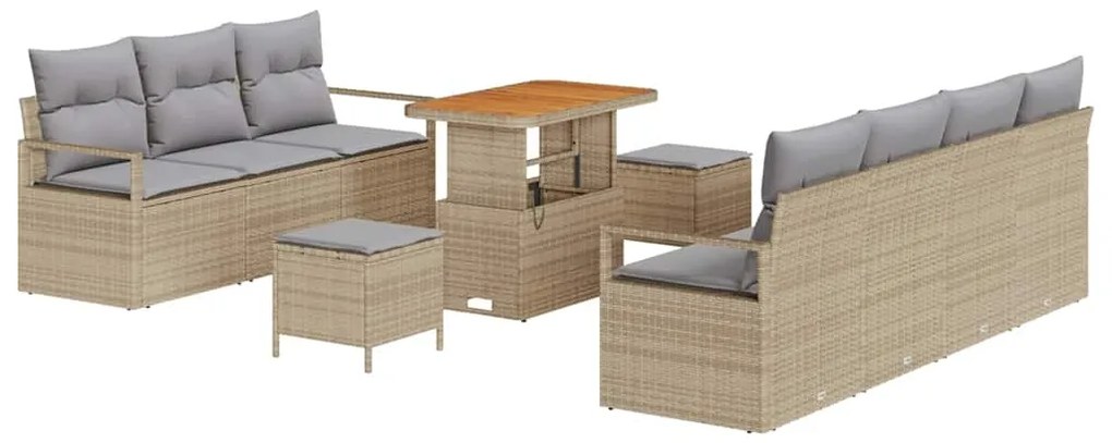 vidaXL Σετ Καναπέ Κήπου 10 pcs Μπεζ, Ανοιχτό Γκρι 90 x 55 x 71 cm