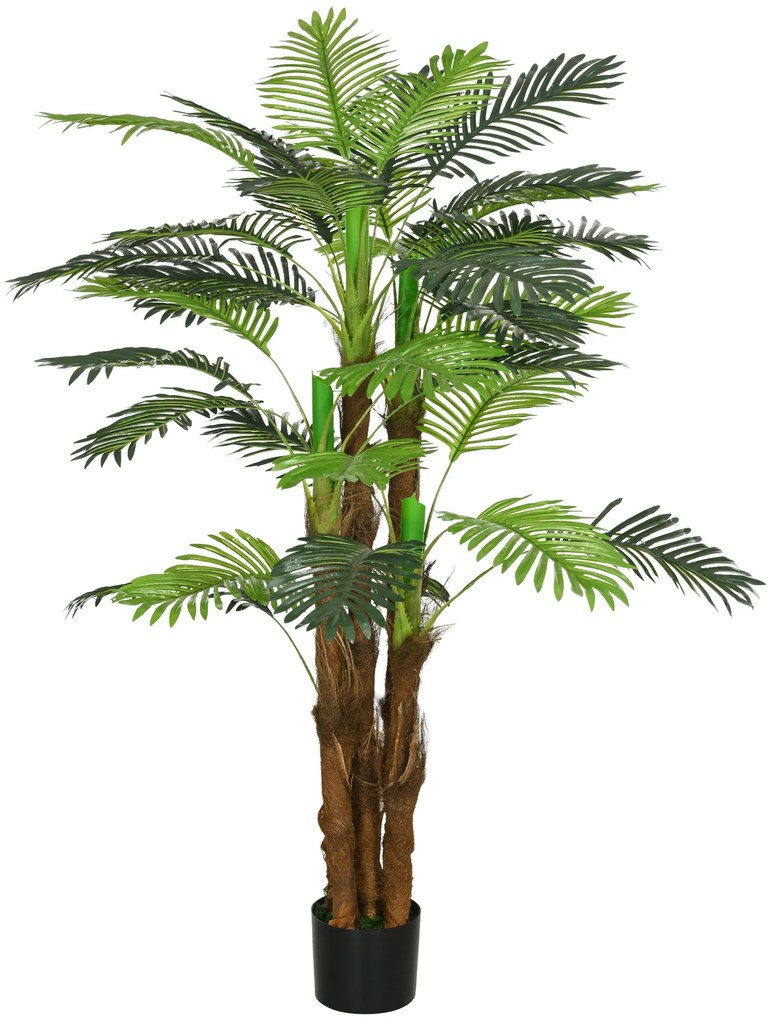 HOMCOM Τεχνητός Φοίνικας, 1,6 m, Ρεαλιστικά Κλαδιά, Διακοσμητικό Φυτό, Πλαστικό, με Γλάστρα, Καφέ+Πράσινο