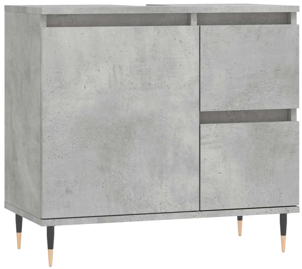 vidaXL Ντουλάπι Μπάνιου Γκρι Σκυροδέματος 65x33x60 εκ. Επεξ. Ξύλο