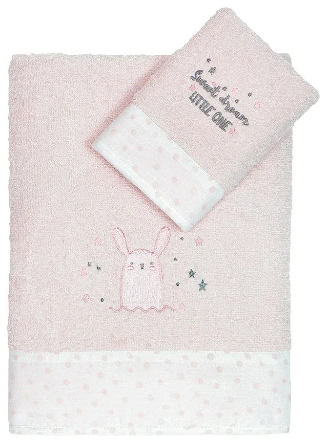 Πετσέτες Παιδικές Lovely Bunny (Σετ 2τμχ) White-Pink Nima Σετ Πετσέτες 70x140cm 100% Cotton