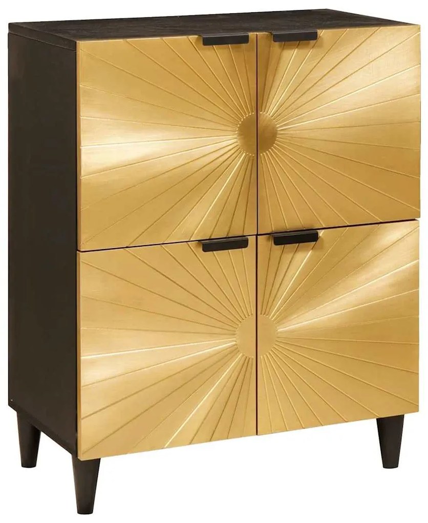 Βοηθητικό ντουλάπι με πόρτα Μαύρο και Χρυσό 60 x 33,5 x 75 εκ.