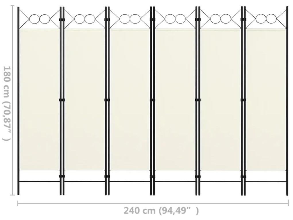 Διαχωριστικό Δωματίου με 6 Πάνελ Λευκό 240 x 180 εκ. - Λευκό