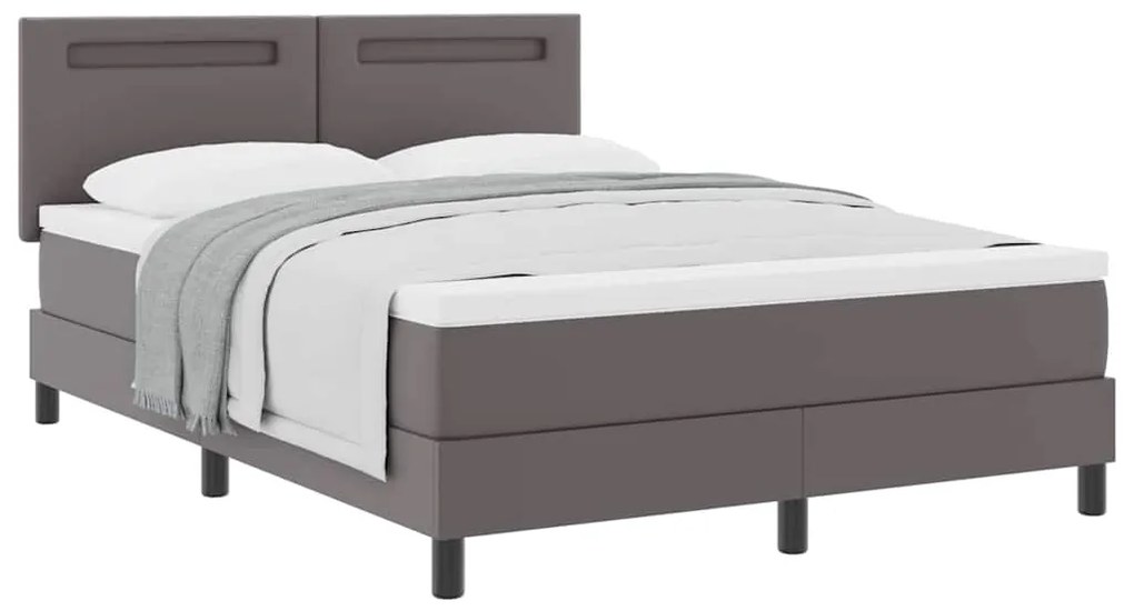 vidaXL Κρεβάτι με Στρώμα με στρώμα Γκρι 160 x 200 cm Τεχνητό δέρμα