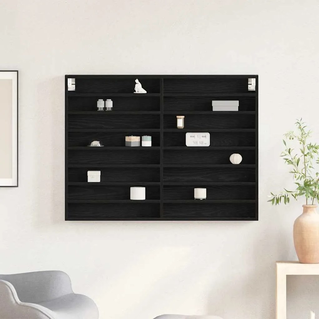 vidaXL Βιτρίνα με ράφι Μαύρη Οξυά 100 x 8,5 x 75 cm Επεξεργασμένο ξύλο