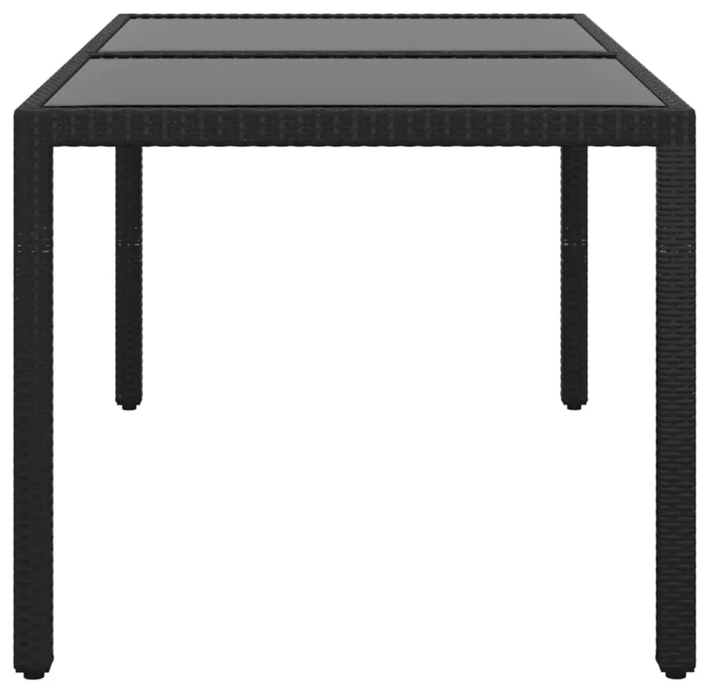 vidaXL Τραπέζι Κήπου Μαύρο 150x90x75 εκ. Συνθετικό Ρατάν/Ψημένο Γυαλί