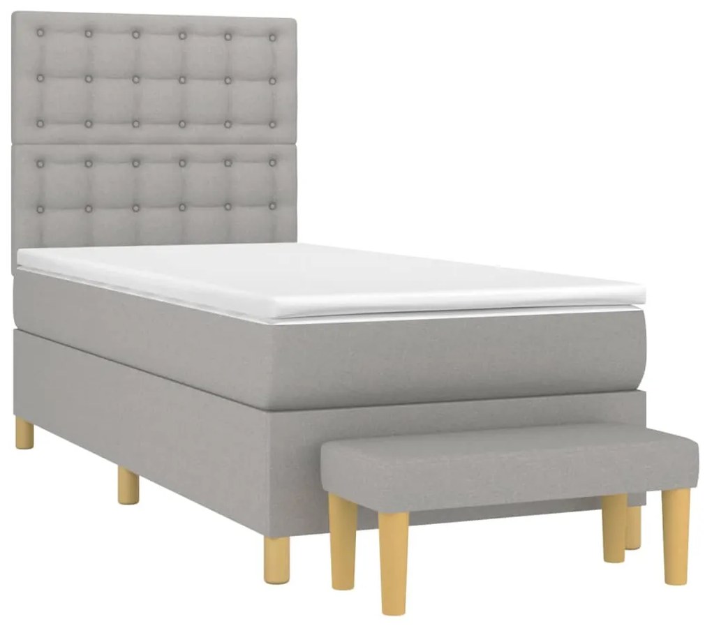 ΚΡΕΒΑΤΙ BOXSPRING ΜΕ ΣΤΡΩΜΑ ΑΝΟΙΧΤΟ ΓΚΡΙ 100X200 ΕΚ. ΥΦΑΣΜΑΤΙΝΟ 3137453