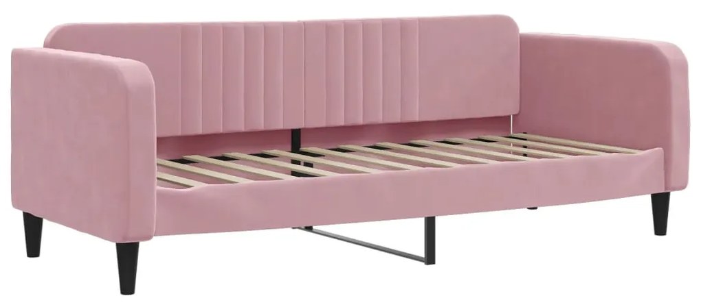 vidaXL Καναπέ Κρεβάτι με Στρώμα Ροζ 80 x 200 εκ. Βελούδινος