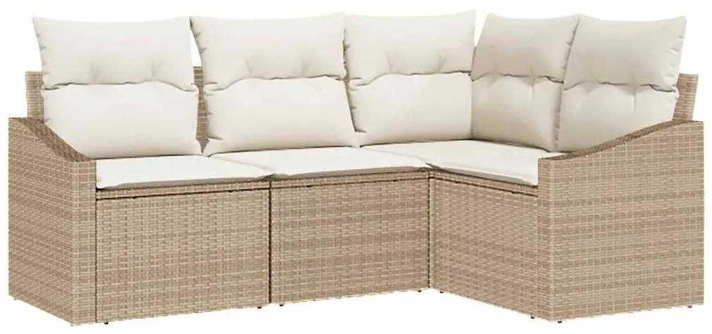 vidaXL Σετ Καναπέ Κήπου 4 pcs Μπεζ Πολυ ράταν