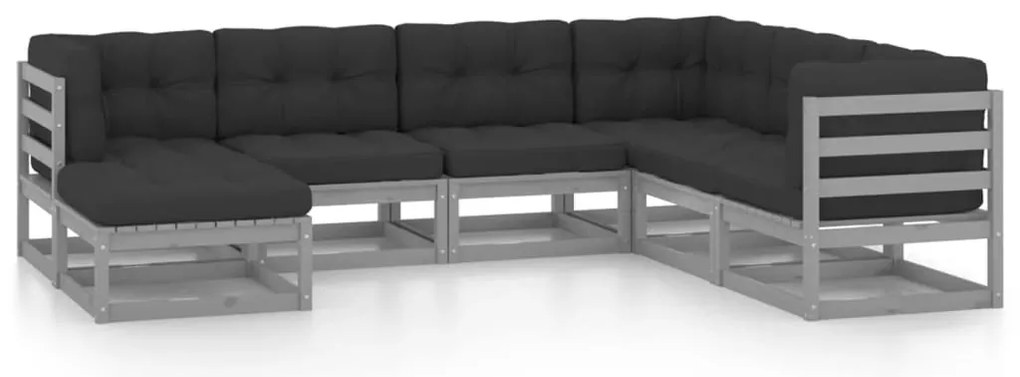 vidaXL Σαλόνι Κήπου Σετ 7 Τεμαχίων από Μασίφ Ξύλο Πεύκου με Μαξιλάρια