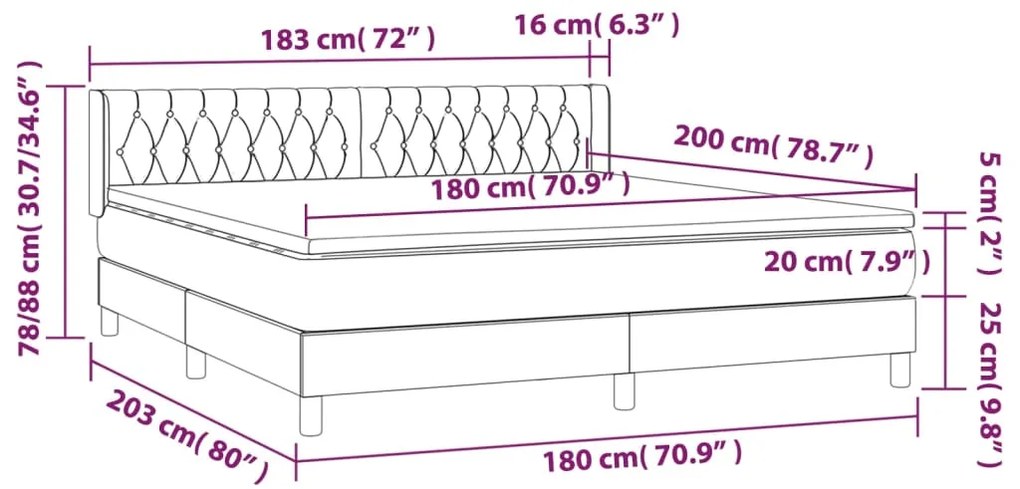 ΚΡΕΒΑΤΙ BOXSPRING ΜΕ ΣΤΡΩΜΑ ΚΡΕΜ 180X200 ΕΚ. ΥΦΑΣΜΑΤΙΝΟ 3130534