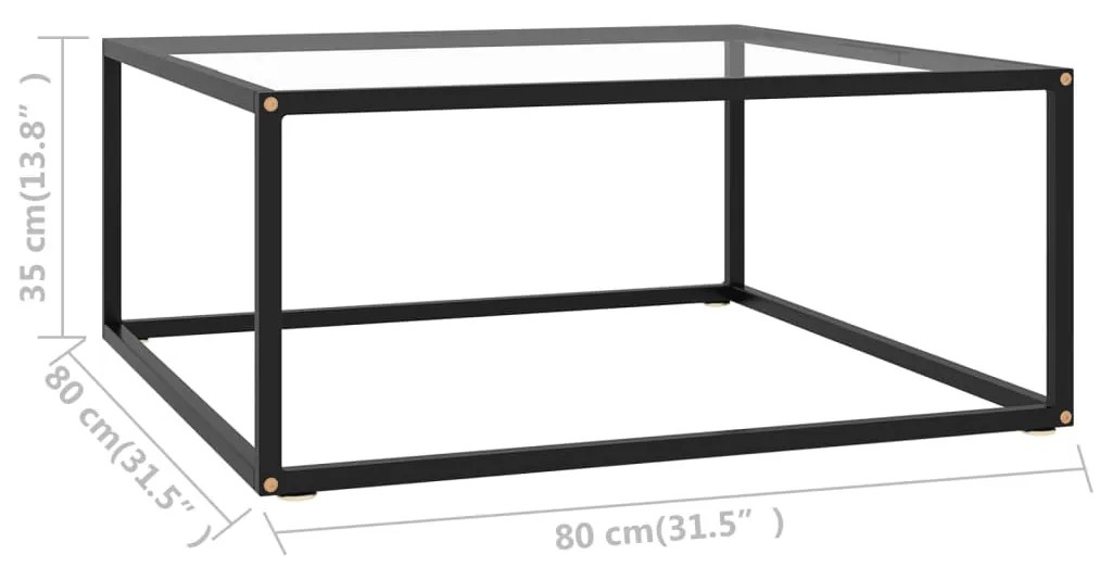 Τραπεζάκι Σαλονιού Μαύρο 80 x 80 x 35 εκ. με Ψημένο Γυαλί - Μαύρο