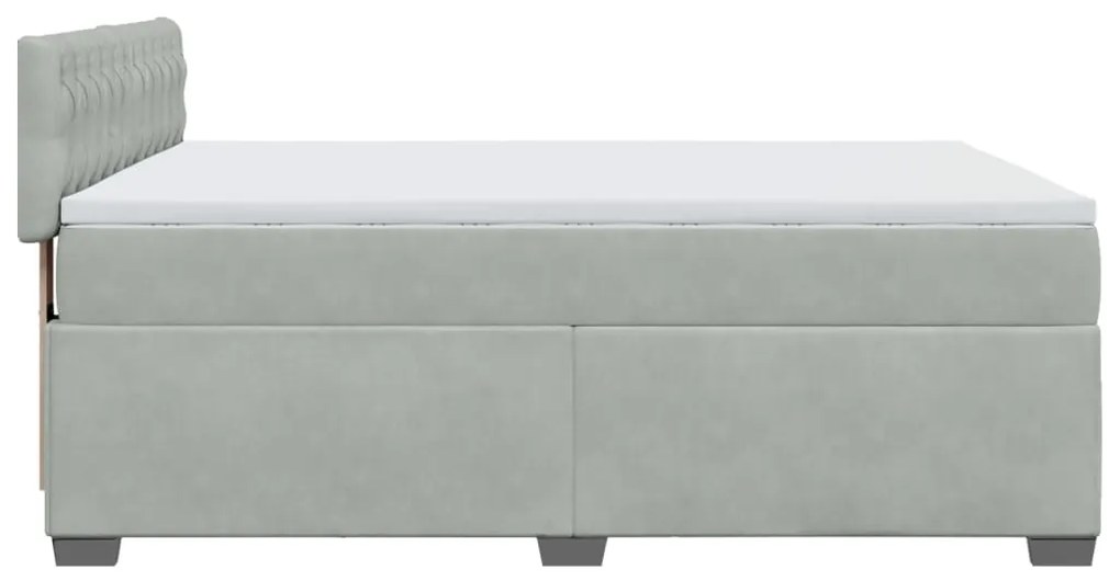 Κρεβάτι Boxspring με Στρώμα Ανοιχτό Γκρι 140x190 εκ. Βελούδινο - Γκρι