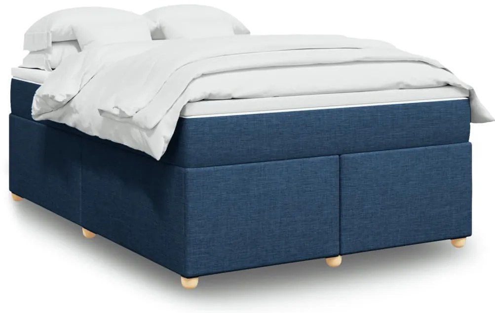 vidaXL Κρεβάτι Boxspring με Στρώμα Μπλε 140x200 εκ. Υφασμάτινο