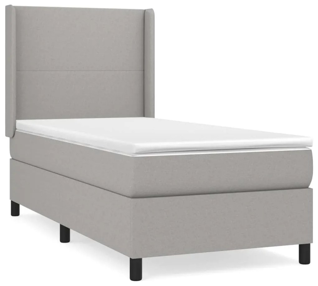 Κρεβάτι Boxspring με Στρώμα Ανοιχτό Γκρι 100x200 εκ. Υφασμάτινο - Γκρι