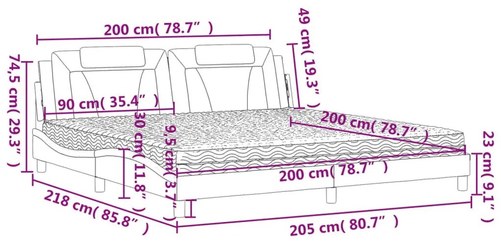 Κρεβάτι με Στρώμα Καπουτσίνο 200x200εκ.από Συνθ.Δέρμα - Καφέ