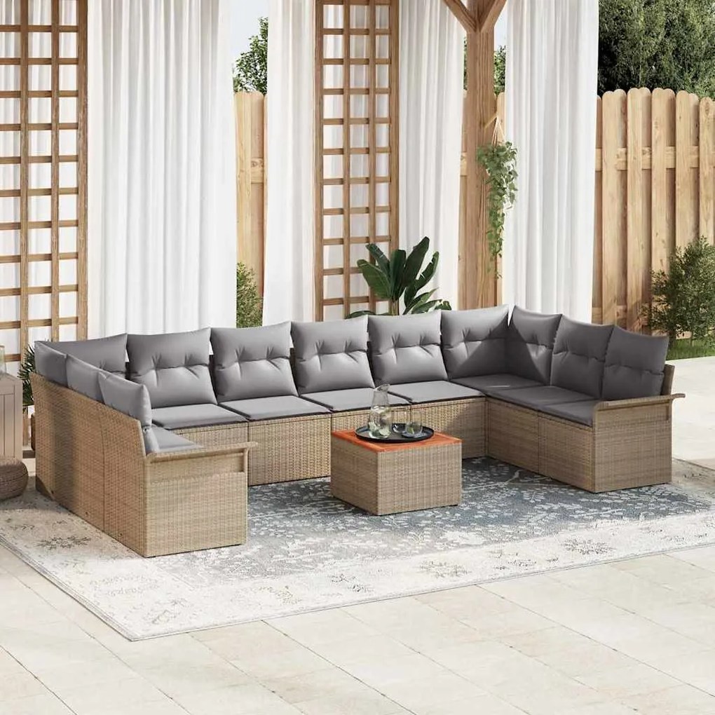 vidaXL Σετ Καναπέ Κήπου 11 pcs Μπεζ, Ανοιχτό Γκρι 55 x 55 x 37 εκ