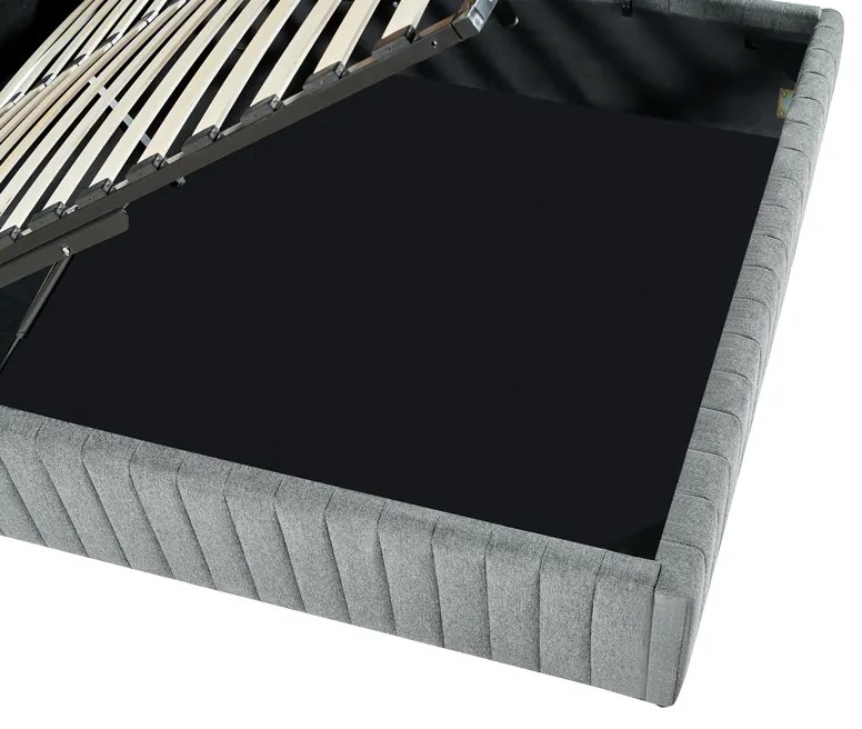 Κρεβάτι διπλό Zilin pakoworld ύφασμα ανθρακί-beige 160x200εκ