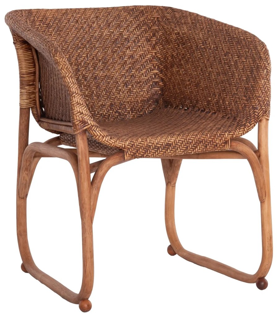 Πολυθρόνα TUCKET C9958.02 Καρυδί με Φυσικό Rattan 63x60x77Υεκ. 63x60x77 εκ.