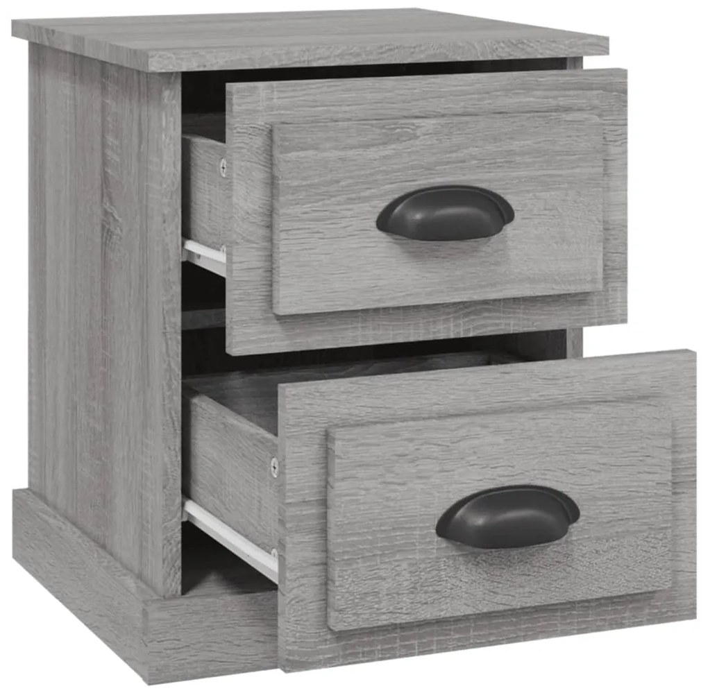 vidaXL Κομοδίνα 2 τεμ. Γκρι Sonoma 39x39x47,5 εκ. Επεξεργασμένο Ξύλο