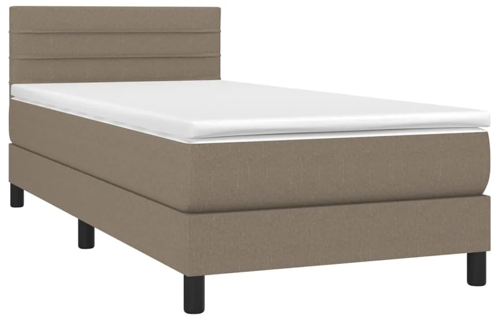 vidaXL Κρεβάτι Boxspring με Στρώμα Taupe 90x190 εκ.Υφασμάτινο