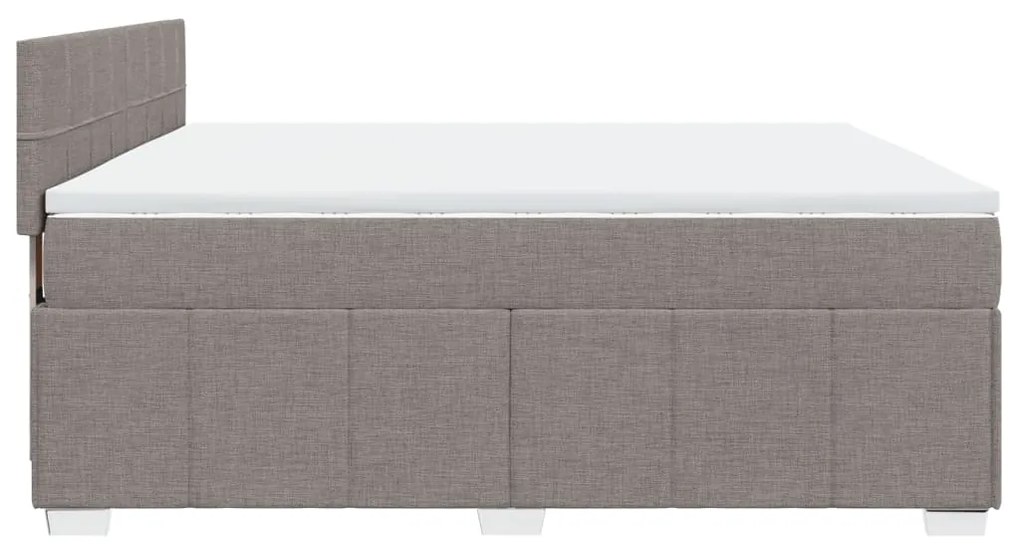 vidaXL Κρεβάτι Boxspring με Στρώμα Taupe 200x200 εκ. Υφασμάτινο