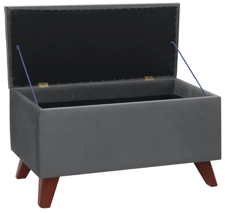 Σκαμπώ - Ταμπουρέ Lotus Megapap βελούδινο χρώμα γκρι 90x40x50εκ.