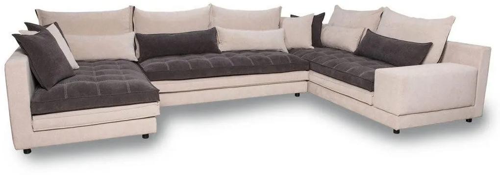 Campous Γωνιακός καναπές Μπεζ - Καφέ σχήμα “Π” - 375x235x170x100cm - Αριστερή γωνία -PAR4102