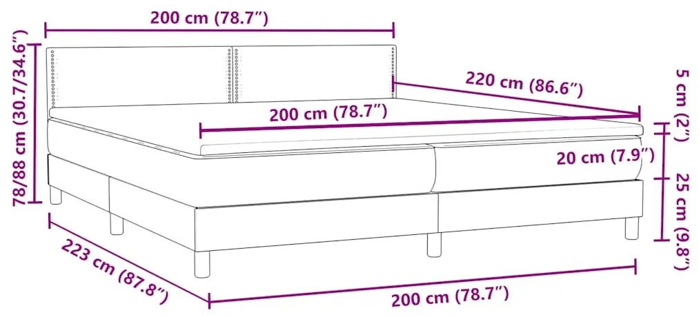 BOX SPRING ΚΡΕΒΑΤΙ ΜΕ ΣΤΡΩΜΑ ΣΚΟΥΡΟ ΜΠΛΕ 200X220 CM ΒΕΛΟΥΔΙΝΟ 3316183