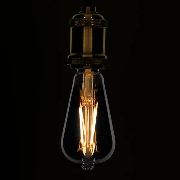 GloboStar 99076 Λάμπα E27 ST64 Αχλάδι LED LONG FILAMENT 8W 800 lm 320° AC 85-265V Edison Retro με Φιμέ Γυαλί Θερμό Λευκό 2700 K Dimmable - 99076