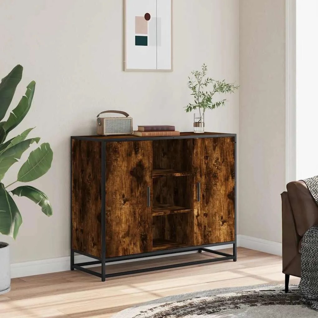 Sideboard Καπνιστή δρυς 92x35x76 cm Κατασκευασμένο ξύλο - Καφέ