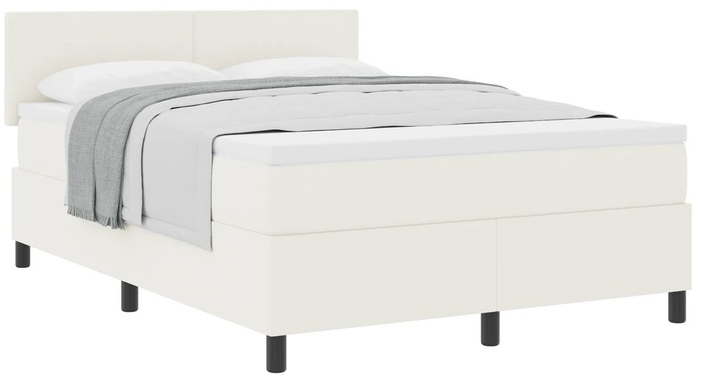 vidaXL Κρεβάτι Box Spring με Στρώμα Κρέμα 160x200 cm Ύφασμα βελούδου