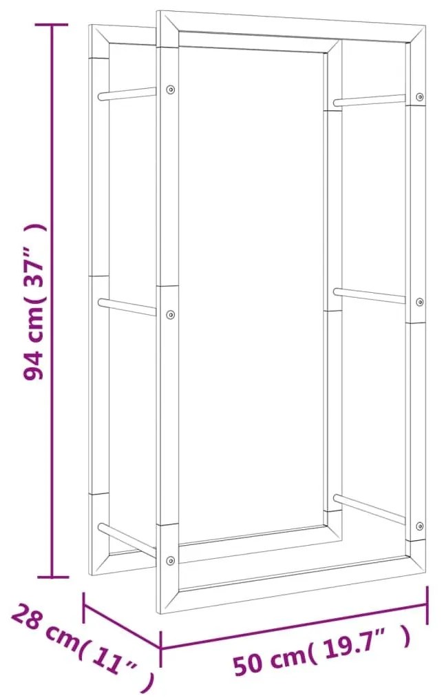 Ραφιέρα Καυσόξυλων 50x28x94 εκ. από Ανοξείδωτο ατσάλι - Ασήμι