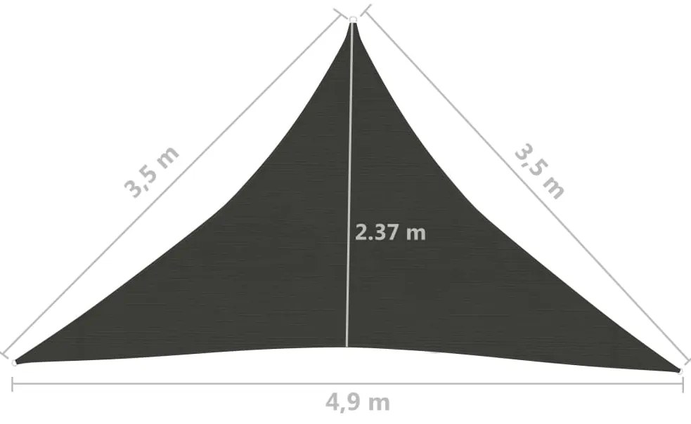 Πανί Σκίασης Ανθρακί 3,5 x 3,5 x 4,9 μ. από HDPE 160 γρ./μ² - Ανθρακί