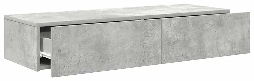 Ράφι τοίχου με συρτάρια Γκρι μπετόν 100x36x19 cm Ξύλο μηχανής 859989