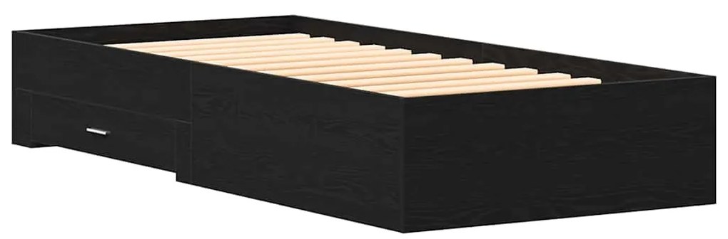 vidaXL Κρεβάτι με Συρτάρια Μαύρη δρυς 100 x 200 cm Επεξεργασμένο ξύλο