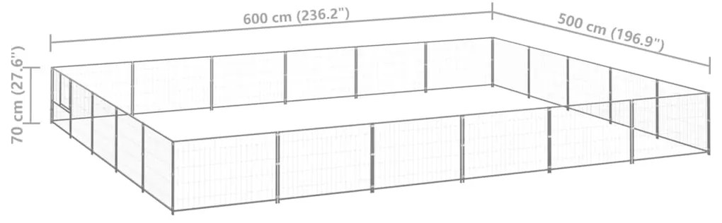 vidaXL Σπιτάκι Σκύλου Ασημί 30 μ² Ατσάλινο